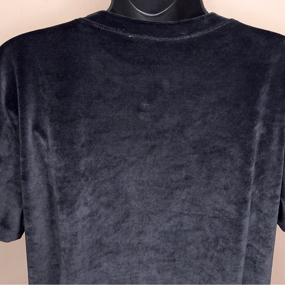 Large Double Zero Black Velour Tee Stretch Short Sleeve Goth Comfortable Casual - Picture 7 of 12